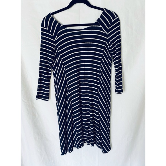 Lush Navy Blue Striped Dress - Picture 3 of 12